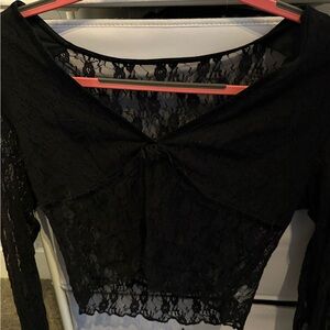Black Lace Long Sleeve Top